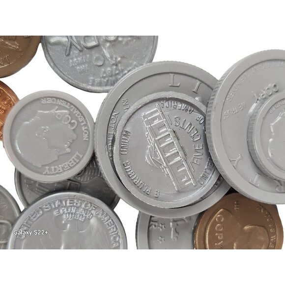 Assorted Play Money Coins Lot - Plastic & Metal Look Alike - Picture 10 of 16